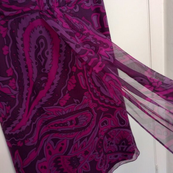 Donna Morgan Purple Paisley Silk Chiffon Fairycore Dress - Picture 6 of 9